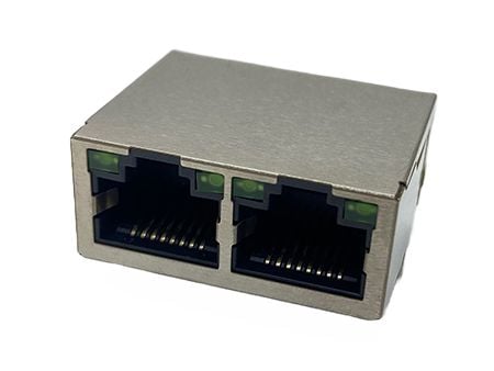 10G Base-T 2x1 RJ45乙太網路連接器含脈衝變壓器 - 1x2 RJ45 屏蔽含脈衝變壓器